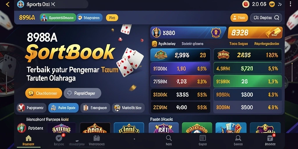 Tampilan utama dari game Sportsbook 898A dengan berbagai pilihan taruhan.