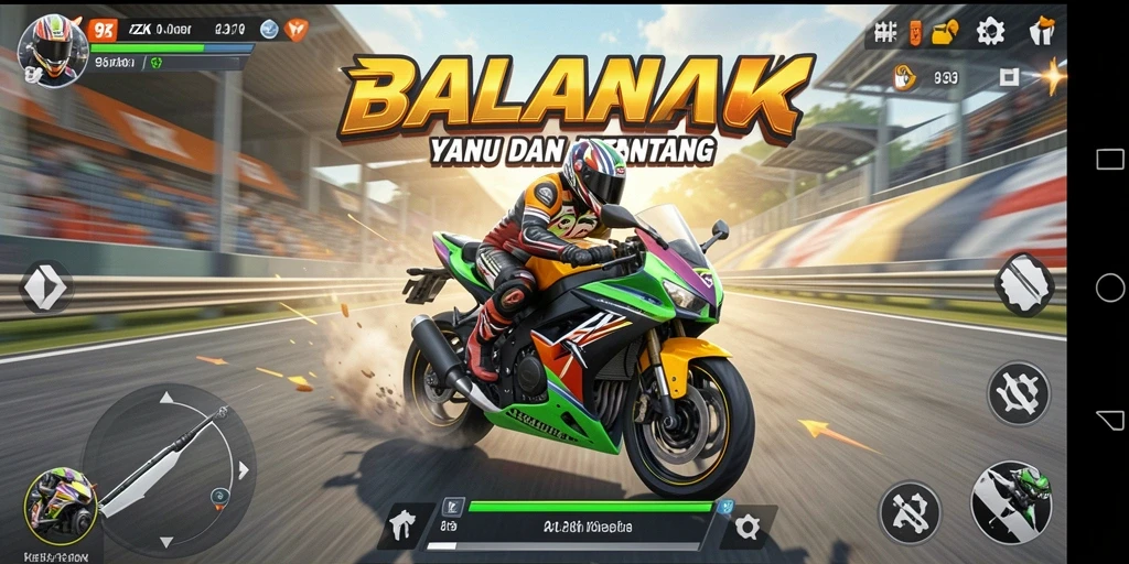 Tangkapan layar menunjukkan aksi balap motor yang mendebarkan dalam 9ZK.