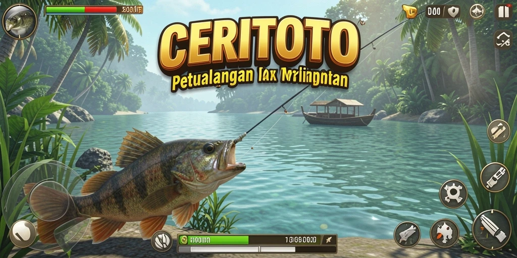 Tampilan gameplay CERITOTO dengan pengalaman memancing yang seru.