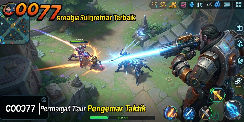 Screenshot gameplay <strong>COO77</strong> menunjukkan berbagai unit strategis dalam pertempuran.