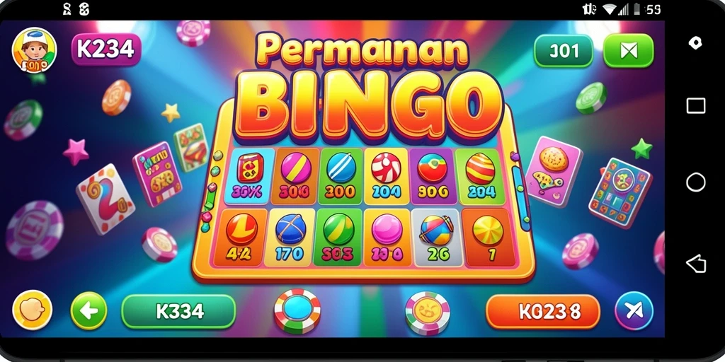 Gameplay K234 yang seru dan penuh warna dalam permainan Bingo.