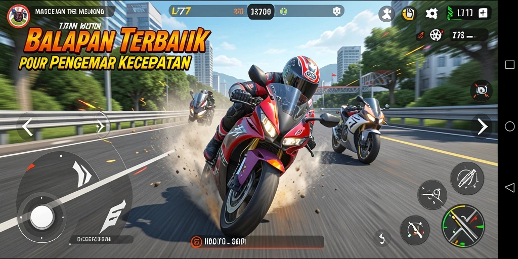 Tampilan gameplay balapan motor dengan trek yang menantang