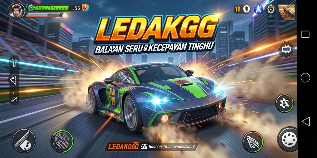 Tampilan gameplay balapan seru dan menegangkan di LEDAKGG.
