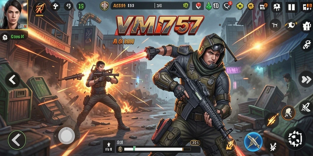 Screenshot gameplay VM777 menampilkan pertarungan aksi yang mendebarkan.