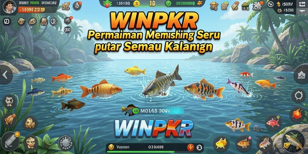 Gameplay WINPKR yang seru dan menantang saat memancing ikan.